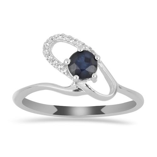 BUY BLUE SAPPHIRE GEMSTONE CLASSIC RING IN 925 SILVER